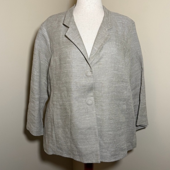 Eileen Fisher Linen Silk Blazer Jacket – Women’s Large – Oatmeal - Picture 2 of 14